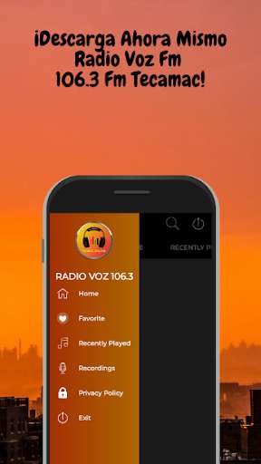 Run android online APK Radio Voz Fm 106.3 Fm Tecamac from MyAndroid or emulate Radio Voz Fm 106.3 Fm Tecamac using MyAndroid
