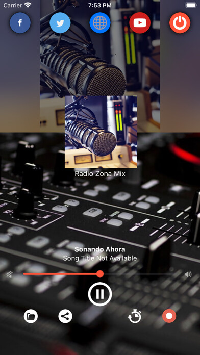 Emulate iPhone app Radio Zona Mix using MyAndroid