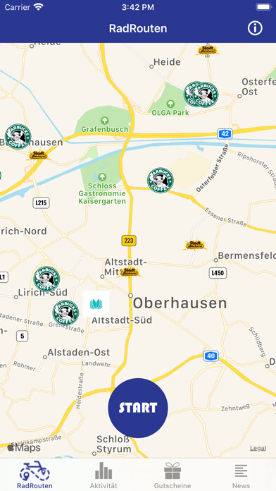 Emulate iPhone app RadRouten Oberhausen using MyAndroid Emulate iPhone app RadRouten Oberhausen using MyAndroid