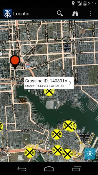 Emulate iPhone app Rail Crossing Locator using MyAndroid