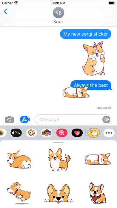 Emulate iPhone app Rainbow Corgi Stickers using MyAndroid