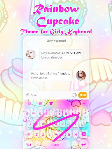 Run android online APK Rainbow Cupcake Keyboard Theme for Girls from MyAndroid or emulate Rainbow Cupcake Keyboard Theme for Girls using MyAndroid