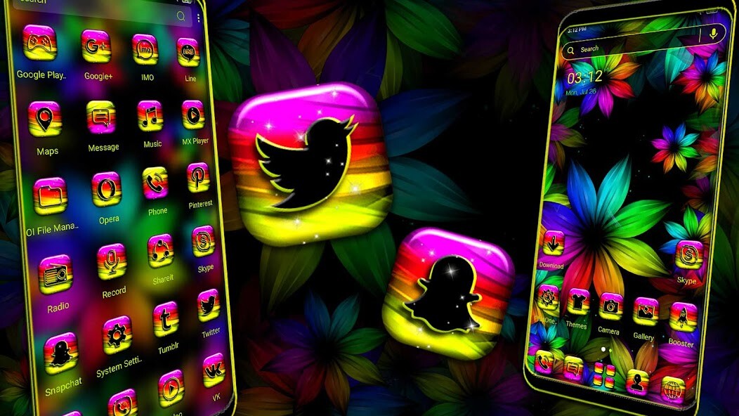 Run android online APK Rainbow Flower Theme from MyAndroid or emulate Rainbow Flower Theme using MyAndroid