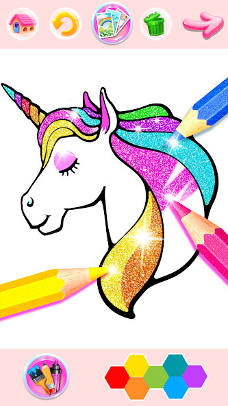Emulate iPhone app Rainbow Glitter Coloring Book using MyAndroid