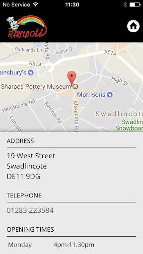Run android online APK Rainbow Pizza Swadlincote from MyAndroid or emulate Rainbow Pizza Swadlincote using MyAndroid