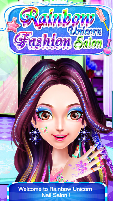 Emulate iPhone app Rainbow Unicorn Fashion Salon using MyAndroid