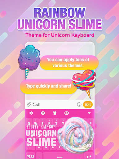 Run android online APK Rainbow Unicorn Slime Keyboard Theme for Girls from MyAndroid or emulate Rainbow Unicorn Slime Keyboard Theme for Girls using MyAndroid
