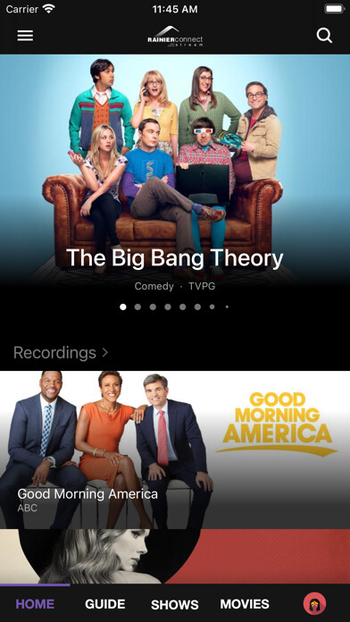 Emulate iPhone app Rainier Connect Stream TV using MyAndroid