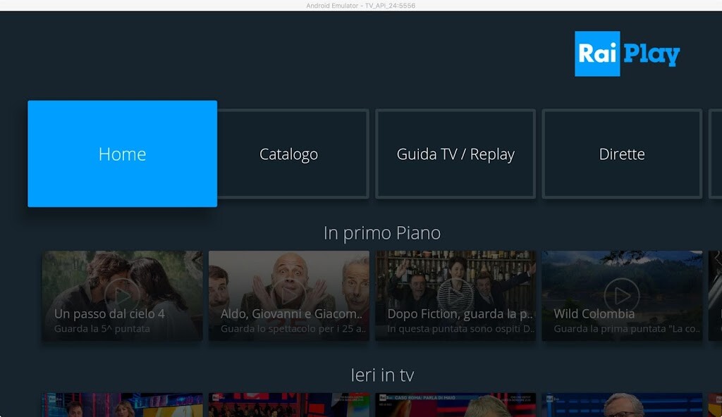 Run android online APK RaiPlay per Android TV from MyAndroid or emulate RaiPlay per Android TV using MyAndroid Run android online APK RaiPlay per Android TV from MyAndroid or emulate RaiPlay per Android TV using MyAndroid
