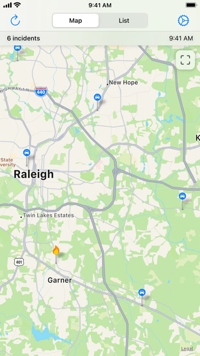 Emulate iPhone app Raleigh Incidents using MyAndroid