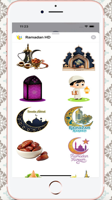 Emulate iPhone app Ramadan HD Stickers شهر رمضان using MyAndroid