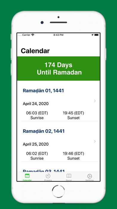 Emulate iPhone app Ramadan Times 2022 using MyAndroid