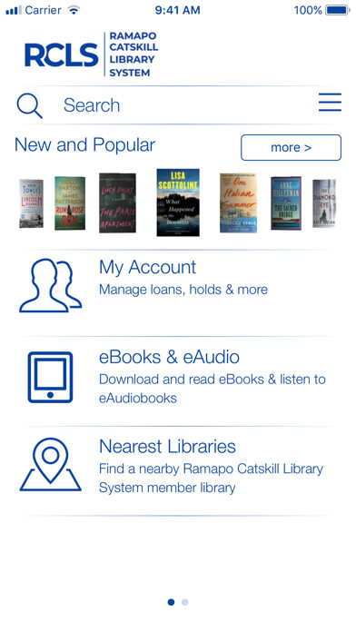 Emulate iPhone app Ramapo Catskill Library System using MyAndroid