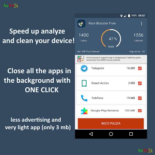 Run android online APK Ram Booster Free from MyAndroid or emulate Ram Booster Free using MyAndroid