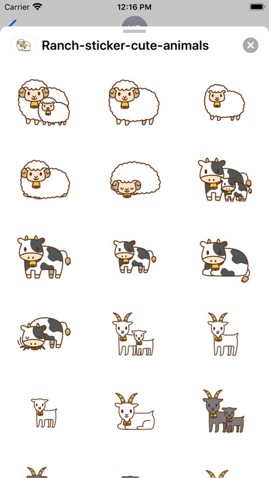 Emulate iPhone app Ranch sticker cute animals using MyAndroid