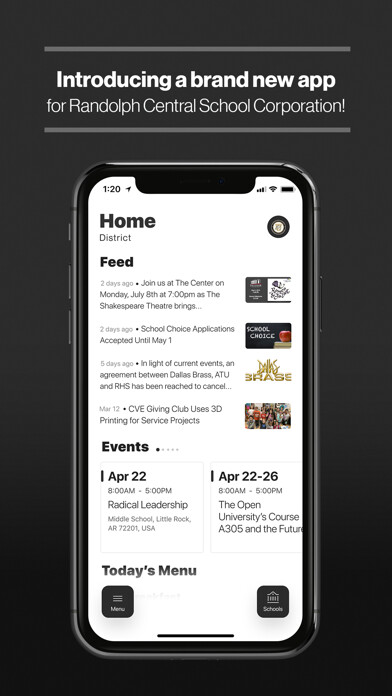 Emulate iPhone app Randolph Central Schools using MyAndroid