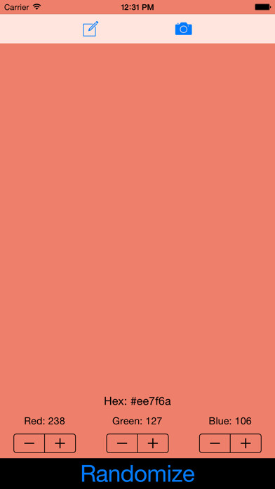 Emulate iPhone app Random Color Finder using MyAndroid