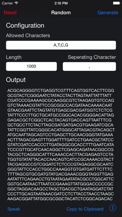Emulate iPhone app Random Number & Text Generator using MyAndroid