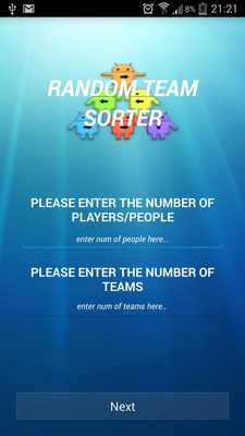 Emulate Android APK Random Team Sorter
