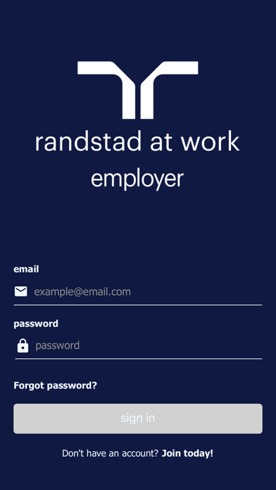 Emulate iPhone app randstad at work - employer using MyAndroid