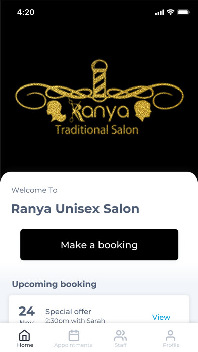Emulate iPhone app Ranya Unisex Salon using MyAndroid Emulate iPhone app Ranya Unisex Salon using MyAndroid