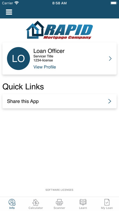 Emulate iPhone app Rapid Mortgage using MyAndroid