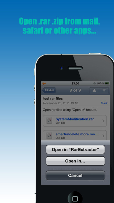 Emulate iPhone app RarExtractor - Extract RAR,ZIP using MyAndroid Emulate iPhone app RarExtractor - Extract RAR,ZIP using MyAndroid