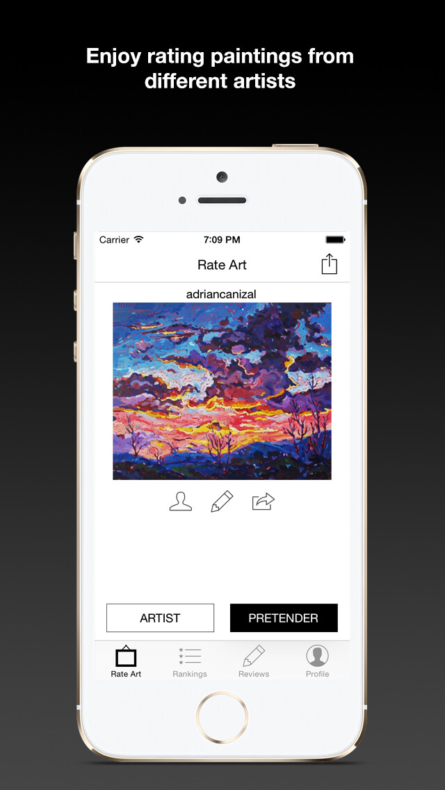 Emulate iPhone app Rate Art - Artist Or Pretender using MyAndroid