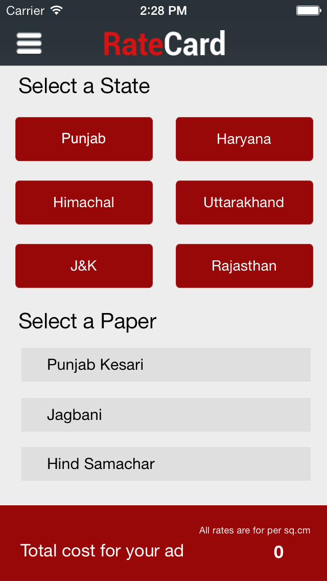 Emulate iPhone app Rate Card Punjab Kesari using MyAndroid Emulate iPhone app Rate Card Punjab Kesari using MyAndroid