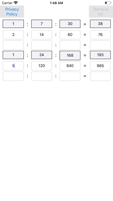 Emulate iPhone app Ratio Calculator Total Tool using MyAndroid