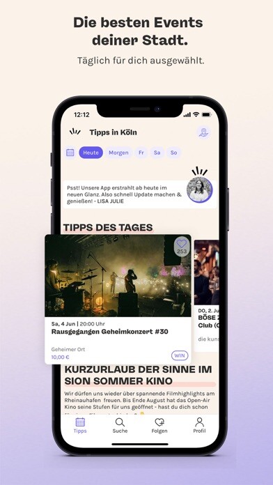 Emulate iPhone app Rausgegangen: Events entdecken using MyAndroid