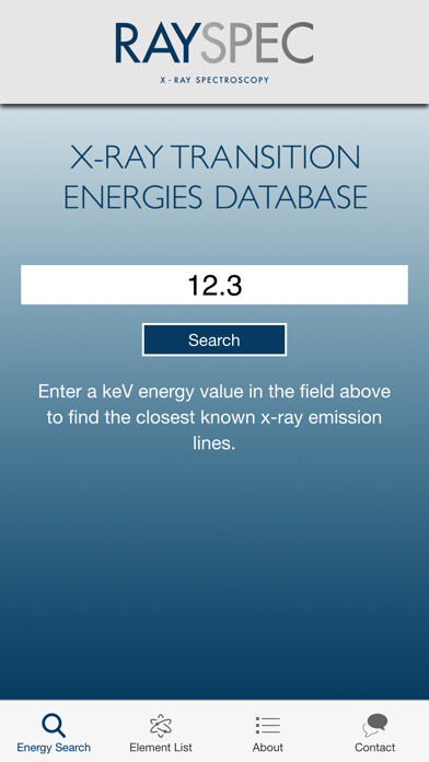 Emulate iPhone app RaySpec X-ray Transition Energies Database using MyAndroid Emulate iPhone app RaySpec X-ray Transition Energies Database using MyAndroid