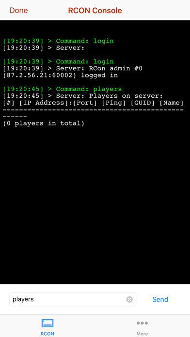 Emulate iPhone app RCON Admin for Arma, Dayz using MyAndroid