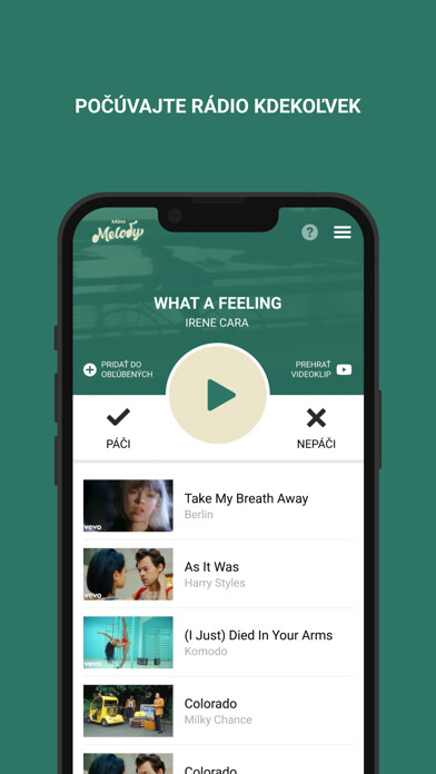 Emulate iPhone app Rádio Melody using MyAndroid