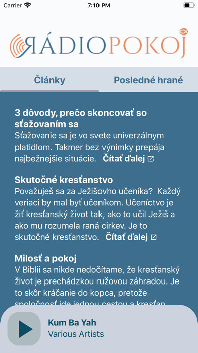 Emulate iPhone app Rádio Pokoj using MyAndroid