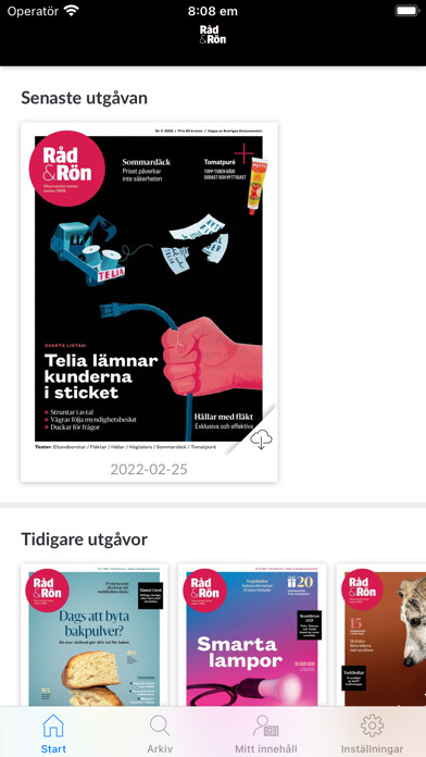 Emulate iPhone app Råd & Rön e-tidning using MyAndroid