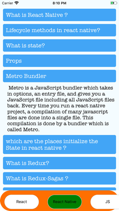 Emulate iPhone app ReactNativeInterviewQuestions using MyAndroid Emulate iPhone app ReactNativeInterviewQuestions using MyAndroid