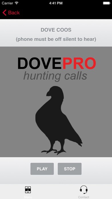 Emulate iPhone app REAL Dove Calls and Dove Sounds for Bird Hunting! - BLUETOOTH COMPATIBLE using MyAndroid