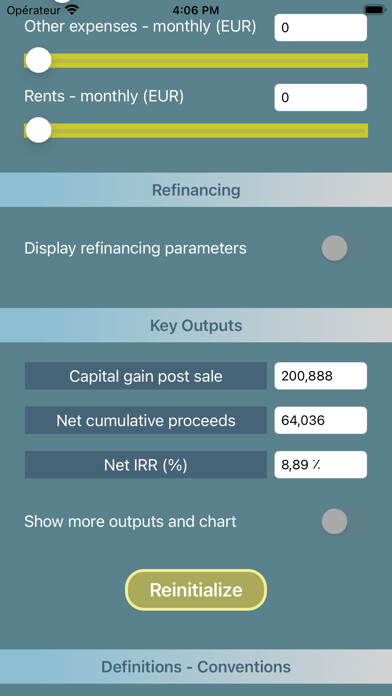 Emulate iPhone app Real Estate Capital Gain using MyAndroid