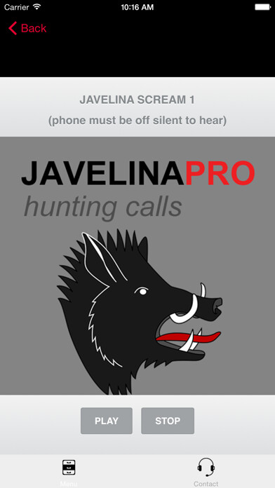 Emulate iPhone app REAL Javelina Calls & Javelina Sounds to use as Hunting Calls using MyAndroid