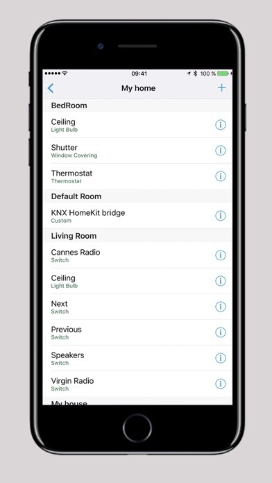 Emulate iPhone app realKNX - KNX for HomeKit using MyAndroid