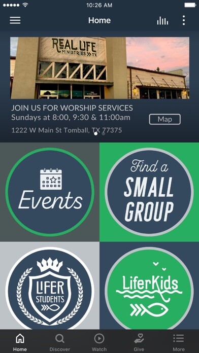 Emulate iPhone app Real Life Ministries Texas using MyAndroid