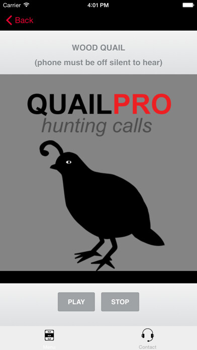 Emulate iPhone app REAL Quail Sounds and Quail Hunting Calls using MyAndroid