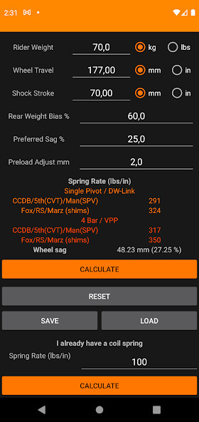 Run android online APK Rear Shock Coil Calculator from MyAndroid or emulate Rear Shock Coil Calculator using MyAndroid