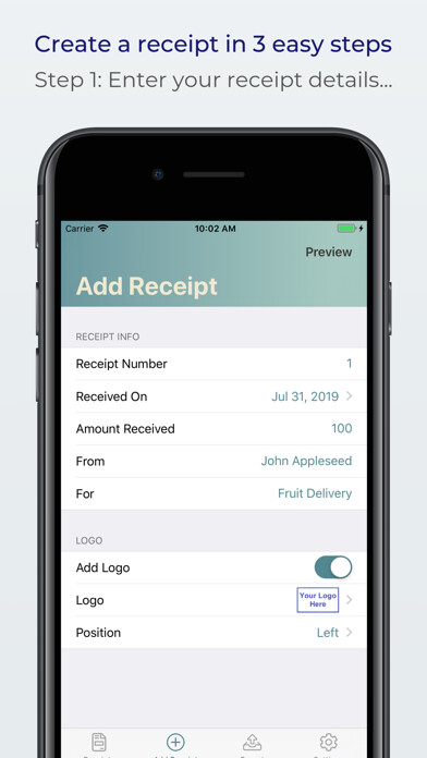 Emulate iPhone app Receipts: create, print & mail using MyAndroid Emulate iPhone app Receipts: create, print & mail using MyAndroid