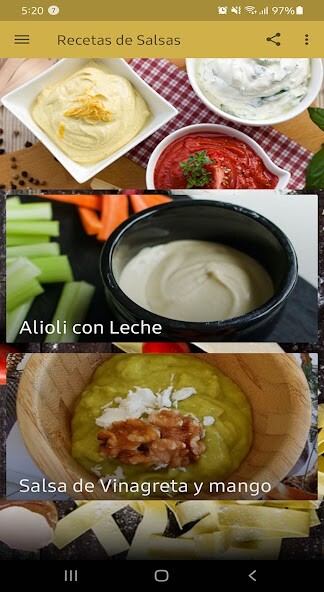 Run android online APK Recetas de Salsas Deliciosas y Aderezos from MyAndroid or emulate Recetas de Salsas Deliciosas y Aderezos using MyAndroid