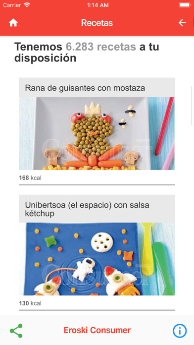 Emulate iPhone app Recetas using MyAndroid