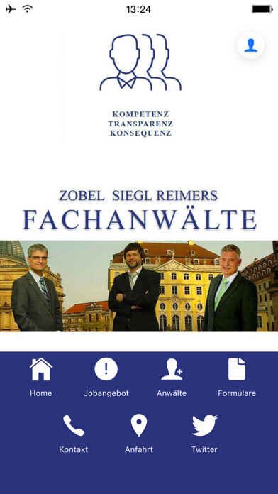 Emulate iPhone app Rechtsanwalt Dresden using MyAndroid