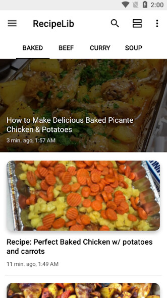 Run android online APK RecipeLib from MyAndroid or emulate RecipeLib using MyAndroid