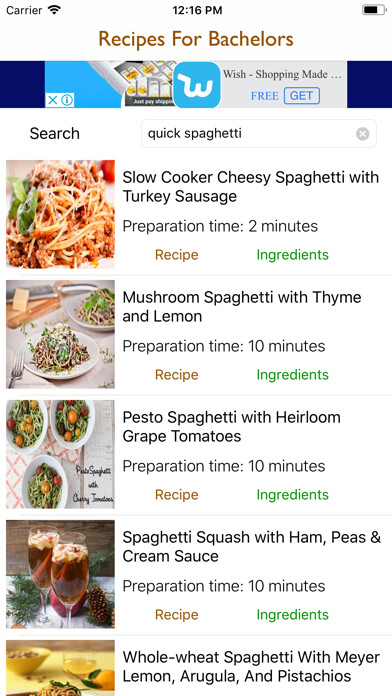 Emulate iPhone app Recipes for Bachelors using MyAndroid Emulate iPhone app Recipes for Bachelors using MyAndroid